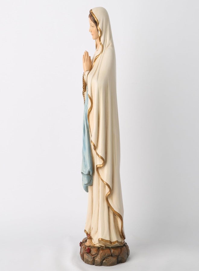 BC BUILDCLASSIC BC Catholic Our Lady of Lourdes Statue, Blessed Virgin Mary Figure for Altar,Religious Gift for Mom, Religious décor for Home, 14.5" H, Renaissance Sculpture Handmade by Buildclassic - Image 5